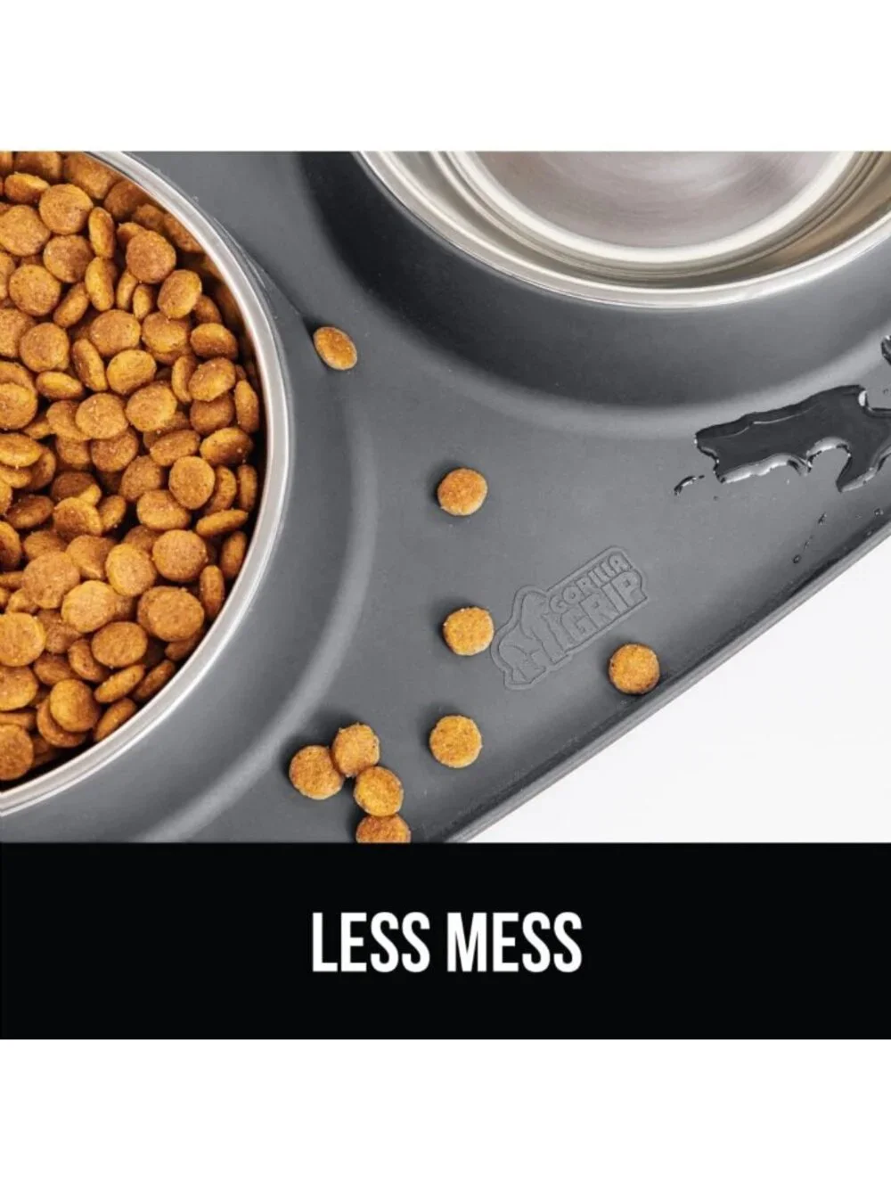 Stainless Steel Dog Bowl Set with Feeding Mat - 1 Cup, Non-Slip Gray Design